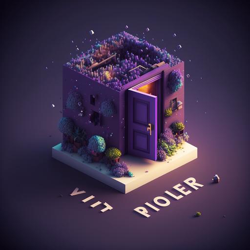 tilt-shifted voxel logo for purple door properties