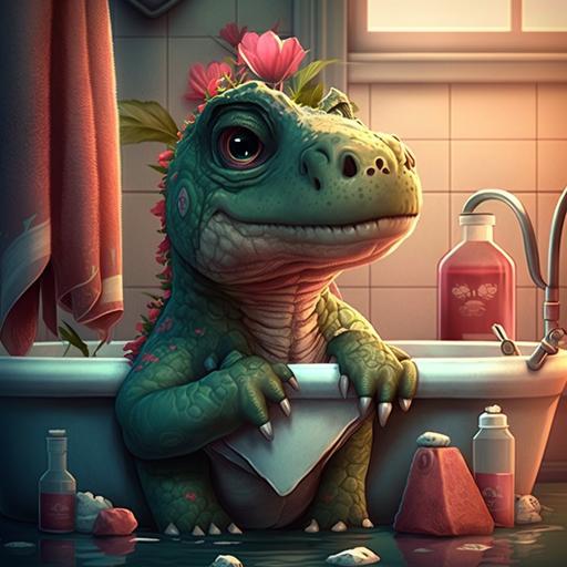 tiny cute valentin day spa dinosaur