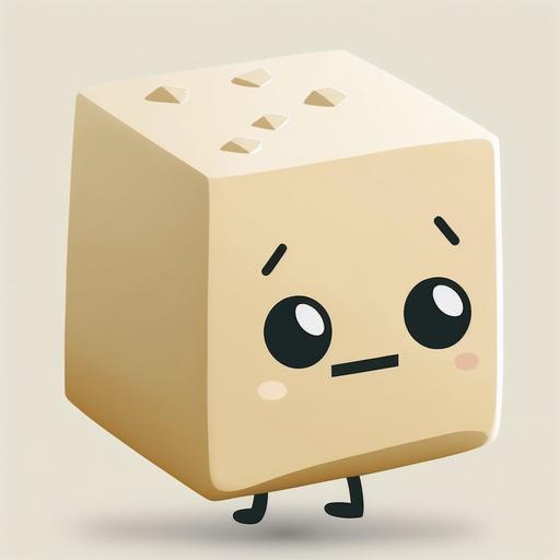 tofu character, chibi, icon, 2d, vector art, himouto style, cute, funny, smirk, cube, if you know what i mean meme face