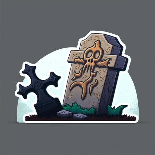 tombstone, graveyard, sticker art design, white background, sticker, by T Wei, 8k --v 4