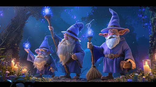 too many wizards done as blue sky studios animation --v 6.0 --ar 16:9 --no closeup, zoom