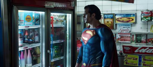 too many wizards dressed as knockoff superman costumes are shopping in the beverage cooler at 7-11 --v 6.0 --ar 25:11 --s 0