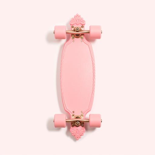 , top-down product shot, a pink skateboard on a white background, luxurious, british, ornate, lifestyle, hip --v 5.1