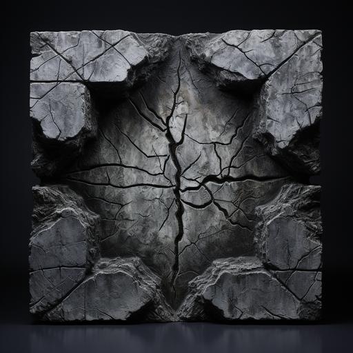 top view,a cracked rectagular cube stone altar, hr giger, rectangle crack on top