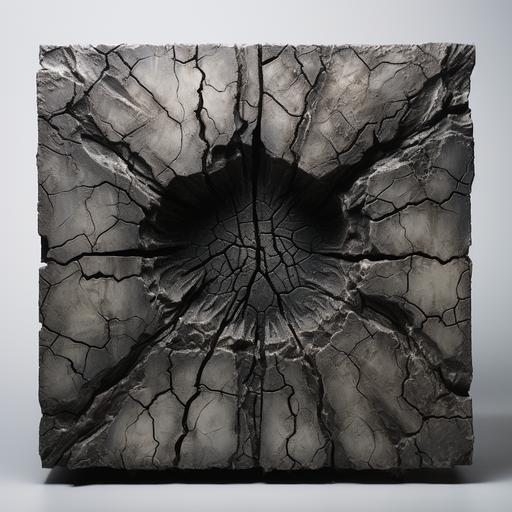 top view,a cracked rectagular cube stone altar, hr giger, rectangle crack on top