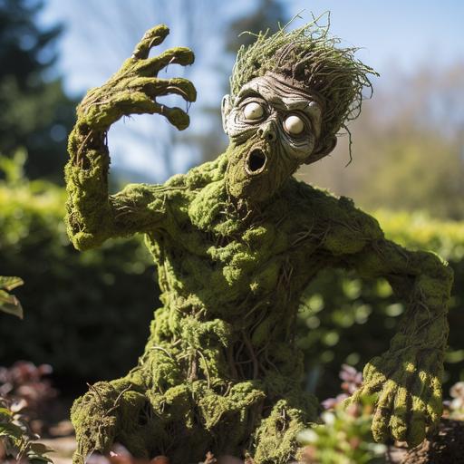 topiary zombie in action pose --v 5.2 --style raw