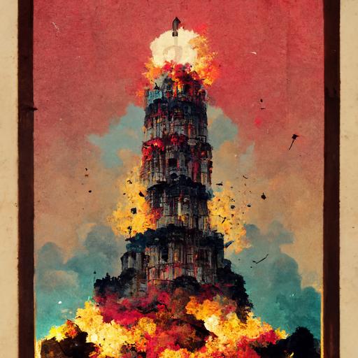 tower exploding tarot card