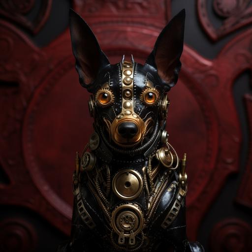 toy fox terrier in the style of H.R. Giger