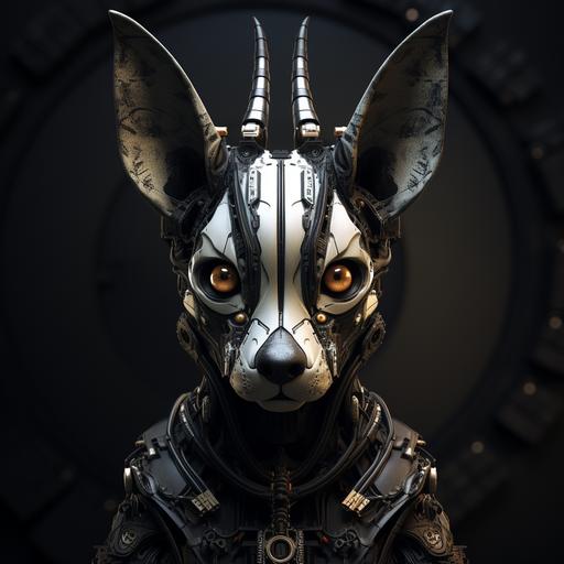 toy fox terrier in the style of H.R. Giger
