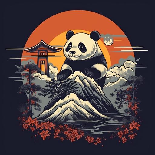 traditional Japanese panda Tshirt design --v 5