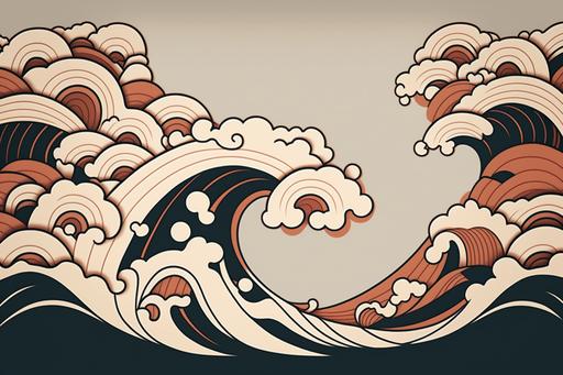 traditional Japanese style waves wallpaper, minimalism --ar 3:2 --v 4 --q 2 --s 250