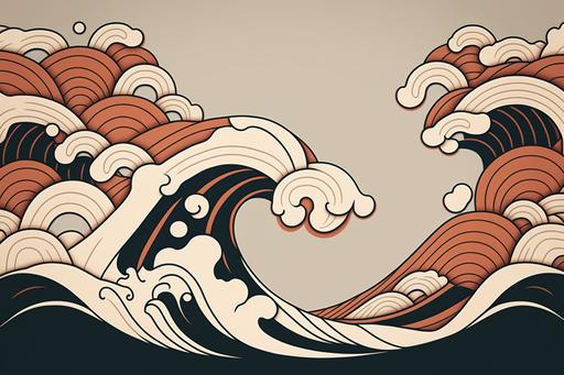 traditional Japanese style waves wallpaper, minimalism --ar 3:2 --v 4 --q 2 --s 250