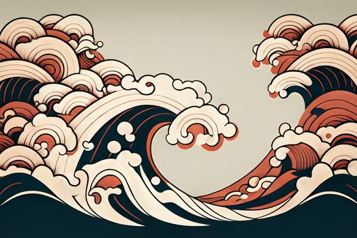traditional Japanese style waves wallpaper, minimalism --ar 3:2 --v 4 --q 2 --s 250