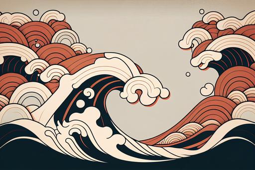 traditional Japanese style waves wallpaper, minimalism --ar 3:2 --v 4 --q 2 --s 250