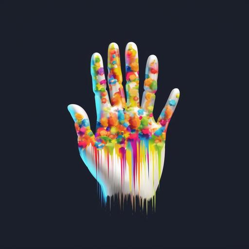 transform colorfull handprint of child into big white tooth with colorfull fingers. It shoud be loock like palm of the hand replesed with tooth