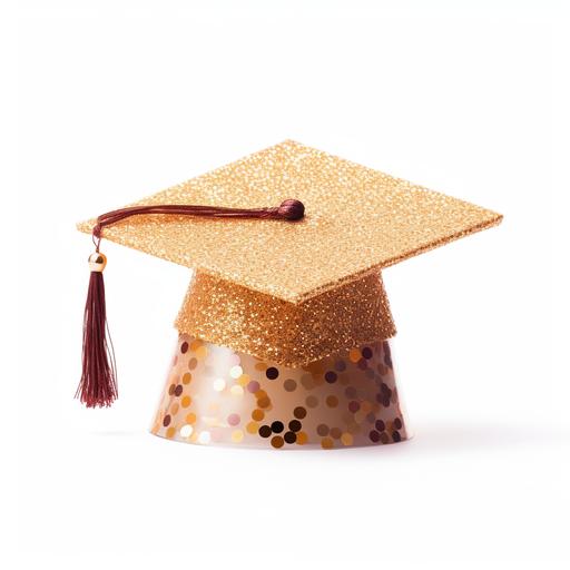 transparent glittery graduation hat on white background