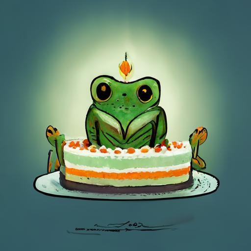 tree frog on a birthday cake cartoon