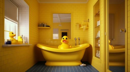 trendy rubber duck bathroom --ar 16:9 --seed 6500 --s 750 --q 2 --v 5.1