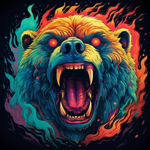 trippy scary bear illustration