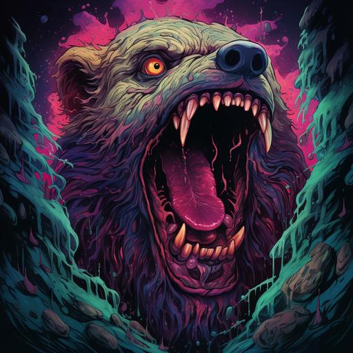 trippy scary bear illustration