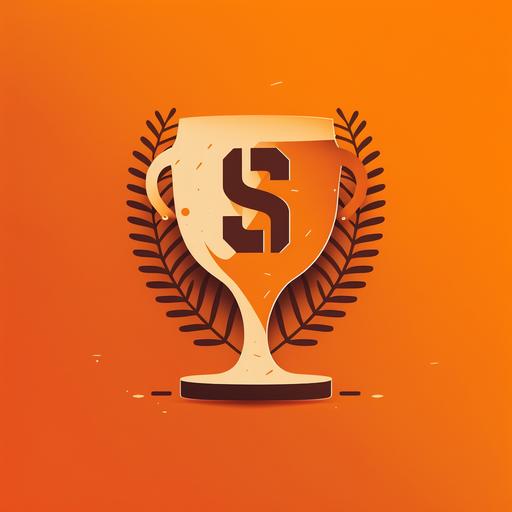 trophy logo with letters: S and F minimalist with orange background in HQ style for instagram