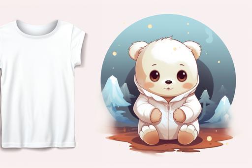 try a white T-shirt with a cute cartoon bear in the middle front of it