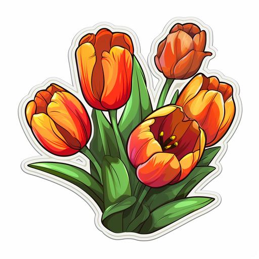 tulips cartoon style stickers