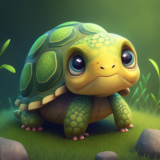turtle, pretty, baby, animated, 4k, cute, happy, kawaii