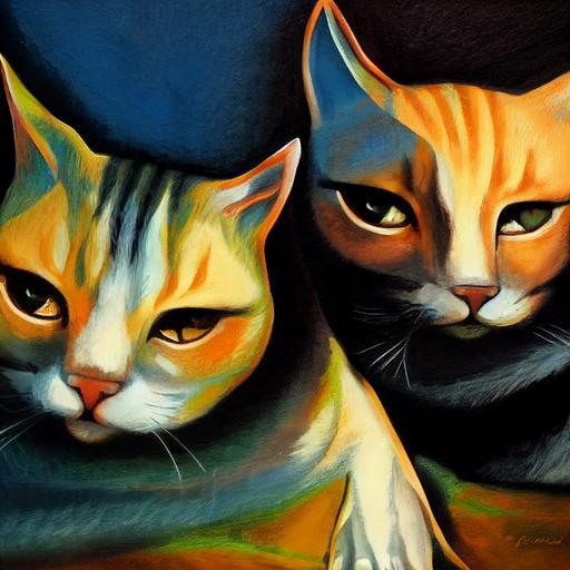 two cats cuddling, 4k, detailed, dramatic abstract --test --creative --upbeta