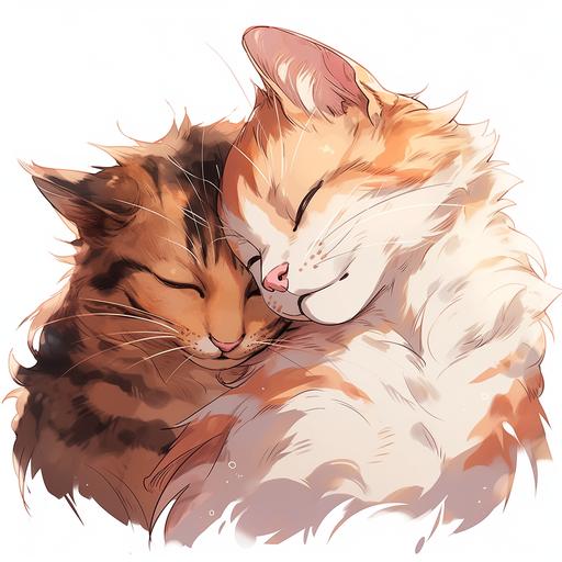 two cats cuddling --niji 5