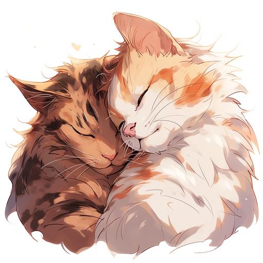 two cats cuddling --niji 5