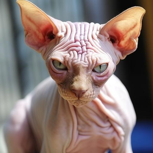 ugliest hairless Egyptian cat desertpunk mange --s 50 --style raw