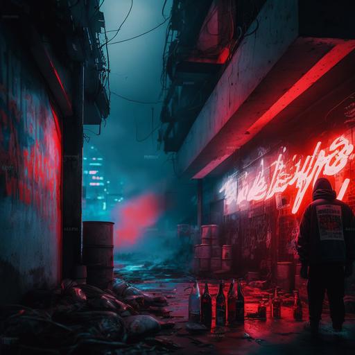 ukaszrhell — Dziś o 20:15  in the background, colage of items red and white roses, red hearts, capsule pills, cash notes falling, bottle of champagne, Large border all round, Overlay Japanese type, cyberpunk, neon lights, deconstructivism, darksynth, behance hd, dystopian art --ar 1:1 --v 4 --q 2 --s 250