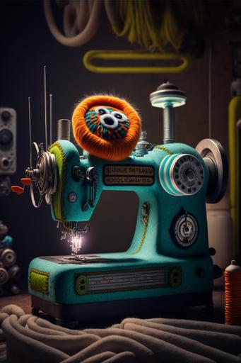 ultra sharp photography, a tour trough the retro futurism curtain factory, whimsical machines, highly detailed fabric, sock puppets, miniature, 35mm photography, cinematic colorgading, cinimatic composiation, key visual, character design --ar 2:3 --q 2 --v 4 --v 4