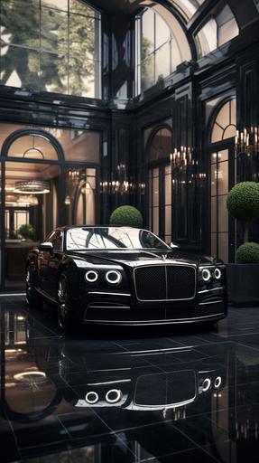 ultrarealistic luxury billionaire lifestyle. The main color is elegant black --ar 9:16