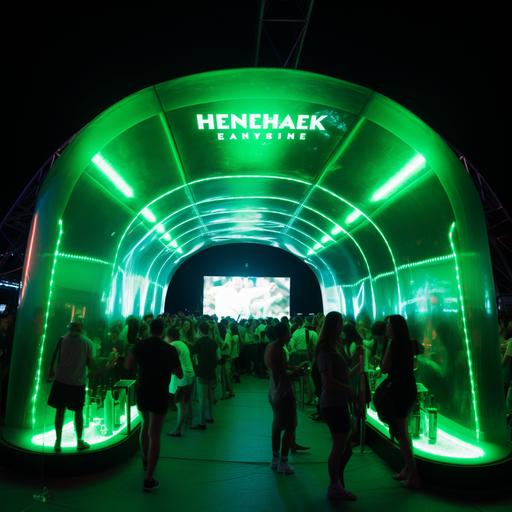 uma experiência imersiva e sensorial para um estande da Heineken em um festival de música, seguindo as ideias abaixo: O estande tem o formato de uma lata gigante de Heineken, com uma entrada e uma saída. Dentro da lata, há um túnel escuro com luzes verdes e sons de música eletrônica. Os visitantes podem entrar na lata e caminhar pelo túnel, sentindo a vibração da música e vendo imagens projetadas nas paredes, como logos da Heineken, cenas de festivais e pessoas se divertindo. No final do túnel, há uma saída que leva a uma área externa, onde os visitantes podem pegar uma Heineken gelada e curtir o festival. A experiência ativa os cinco sentidos dos usuários, usando os seguintes elementos: Tato: objetos no túnel que os visitantes podem tocar, como latas vazias de Heineken, copos, pulseiras, etc. Variação da temperatura e da umidade do ar dentro da lata, para simular diferentes ambientes de festa. Olfato: aromatizadores que exalam o cheiro de cerveja, de grama, de flores, de frutas, etc. Mistura de aromas que remetem à cultura e à gastronomia dos países onde a Heineken é produzida ou consumida. Paladar: amostras de diferentes tipos de Heineken, como a lager, a light, a zero, etc. Petiscos que harmonizam com a cerveja, como queijos, castanhas, salgadinhos, etc. Audição: alto-falantes que reproduzem sons de diferentes gêneros musicais, como rock, pop, reggae, samba, etc. Efeitos sonoros, como aplausos, risadas, gritos, etc. Visão: projetores que mostram imagens de diferentes paisagens, como praias, montanhas, cidades, etc. Luzes coloridas, como vermelho, azul, amarelo, etc, para criar diferentes atmosferas. molecular gastronomy.