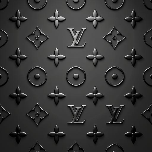 un pattern foncé du logo louis vuitton repété sur fond noir