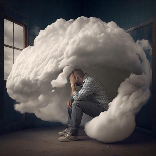 una persona preocupada triste mirando las nubes persona tiene muchos problemas y no sabe que hacer