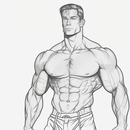 uncolored drawn muscular man Front Lat Spread position