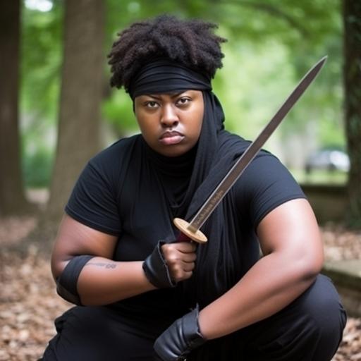 uninspired Chubby Black Lesbian ninja --v 5