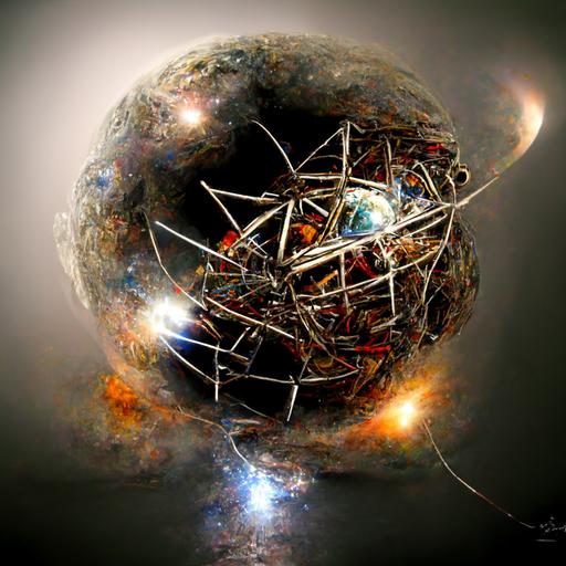 universe being held together by scrap metal, digital art, award winning