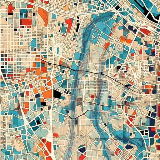urban MAP pattern texture, seamless, 2D inspired by turkish city, ottoman culture, on raw tissue