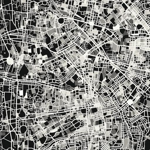 urban MAP pattern texture, seamless, organic 2D inspired by turkish cities in ottoman culture, on raw tissue, MONOCHROME