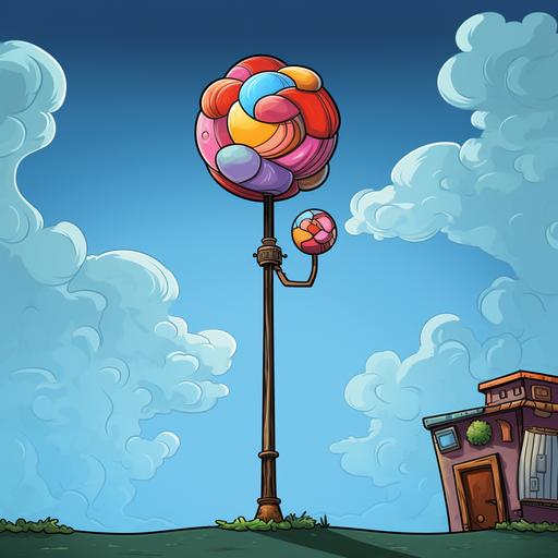 lollipop lamp post, cartoon