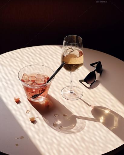 use this for refference of general look and angle:  35mm film photography of a spilled champagne on the table. champagne glass is broken . the photography shot in hasselblad and coloured in agfa vista style --ar 4:5