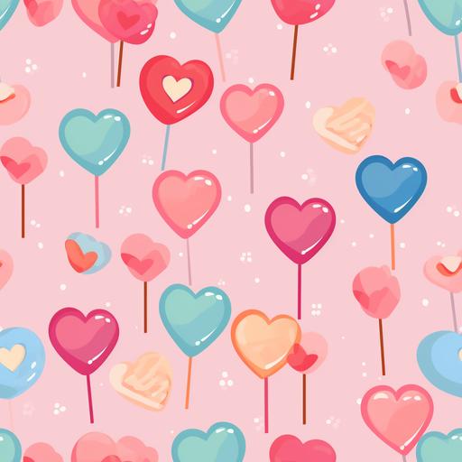 valentine day candy hearts lollipop pattern vector, in the style of organic material, nostalgic romanticism, pinkcore, captivating, lovely, feminine sensibilities, pattern explosion --tile --v 5.2