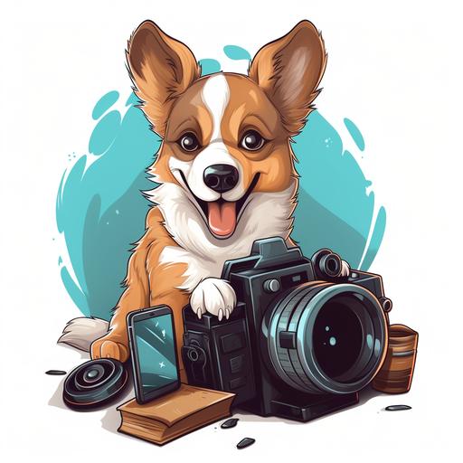 vecore image for vet logo with elments dog, phone, camera, simple