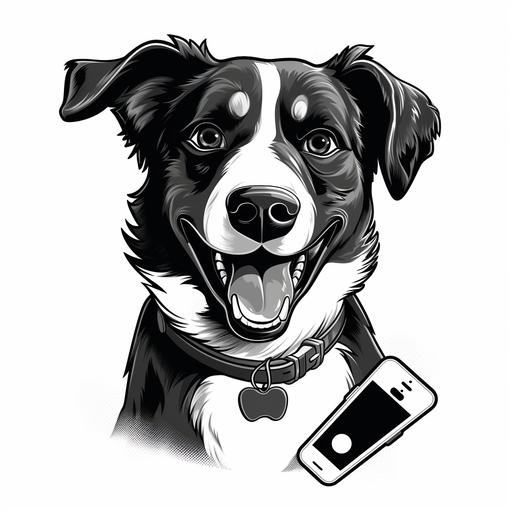 vecore image for vet logo with elments dog, phone, simple black and white