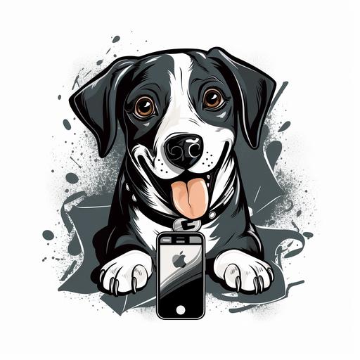 vecore image for vet logo with elments dog, phone, simple black and white