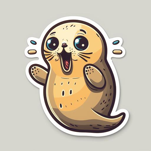 vector art of a funny seal, textless sticker design